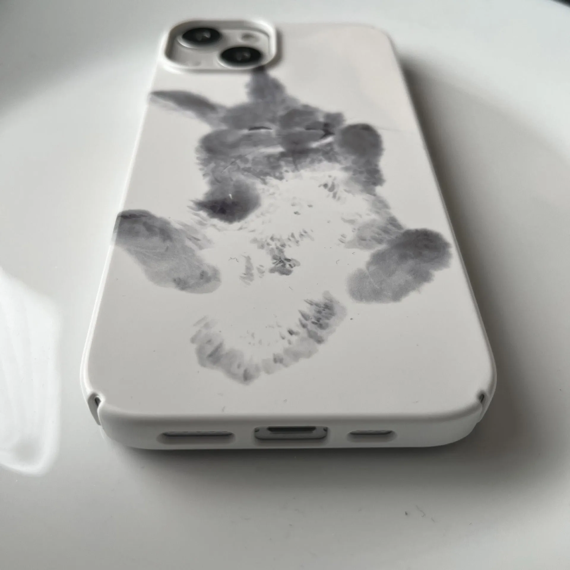 Rabbit Chinese ink ins art film phone case for iPhone with glossy or frosted finish and M61 pattern