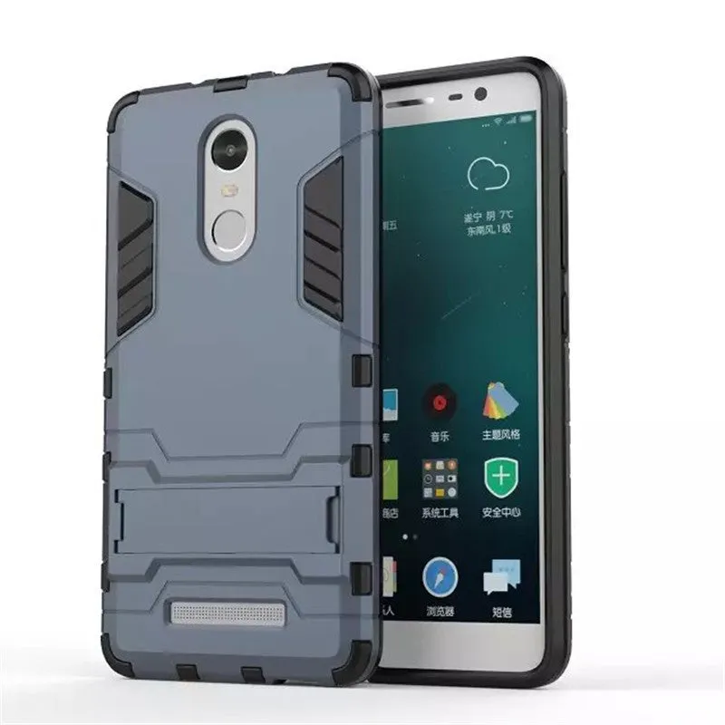 Xiaomi Redmi Note 3 back cover Iron Man TPU PC dual-layer case with bracket stand blue