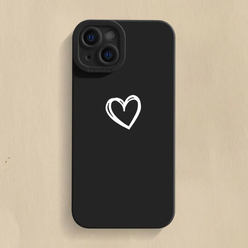 Soft silicone phone case for iPhone, Cat's Eye black with simple-love pattern
