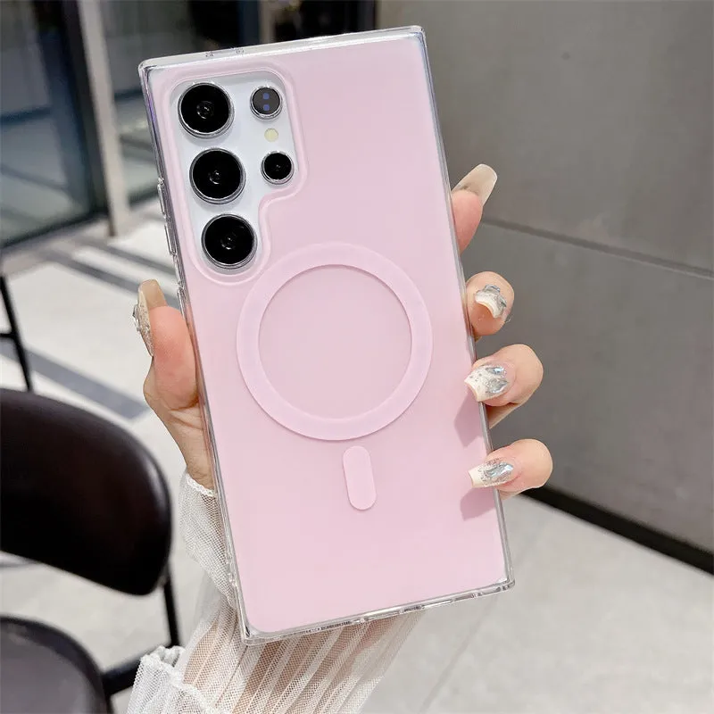 Magnetic purple soft shell phone case for Samsung with macaron colour cartoon design