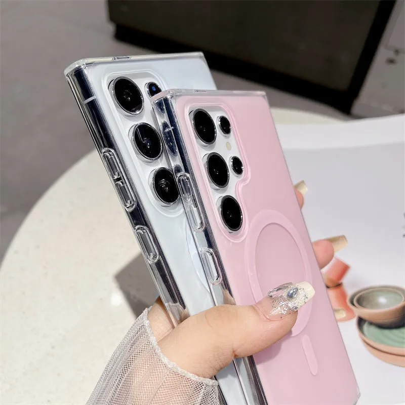 Magnetic purple soft shell phone case for Samsung with macaron colour cartoon design