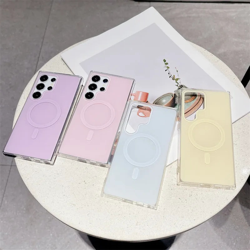 Magnetic purple soft shell phone case for Samsung with macaron colour cartoon design