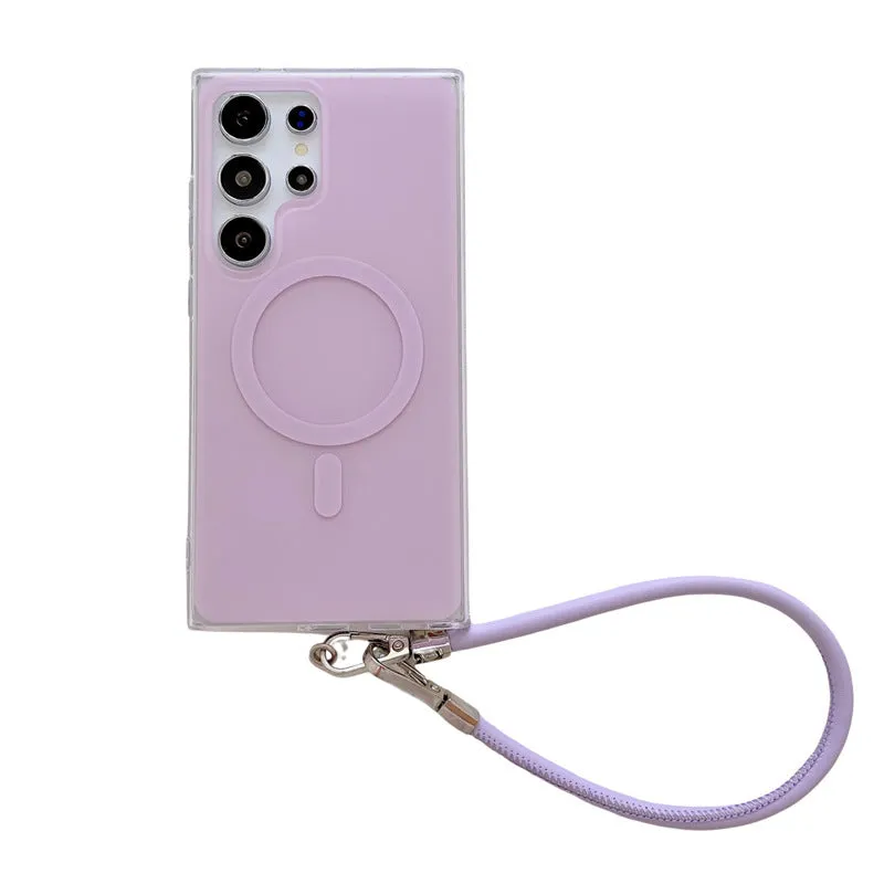 Magnetic purple soft shell phone case for Samsung with macaron colour cartoon design