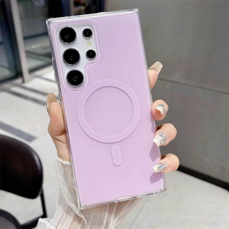 Magnetic purple soft shell phone case for Samsung with macaron colour cartoon design