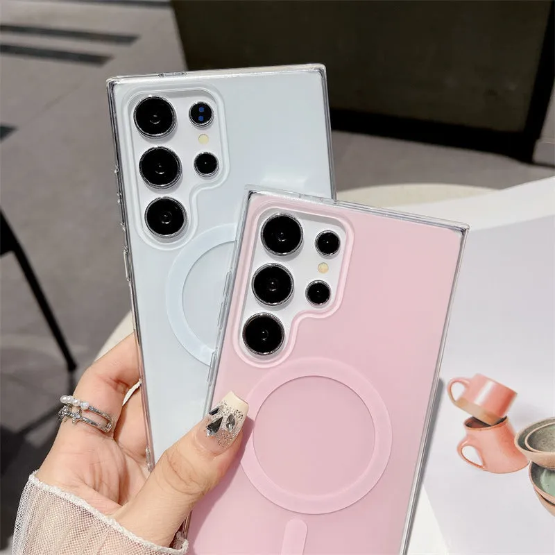 Magnetic purple soft shell phone case for Samsung with macaron colour cartoon design