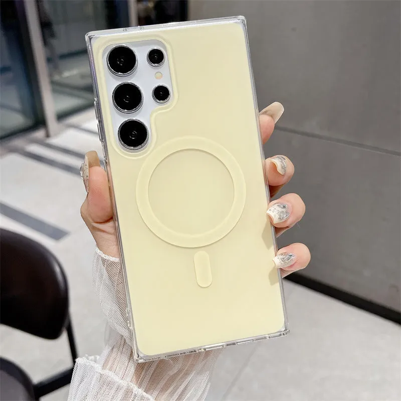 Magnetic purple soft shell phone case for Samsung with macaron colour cartoon design
