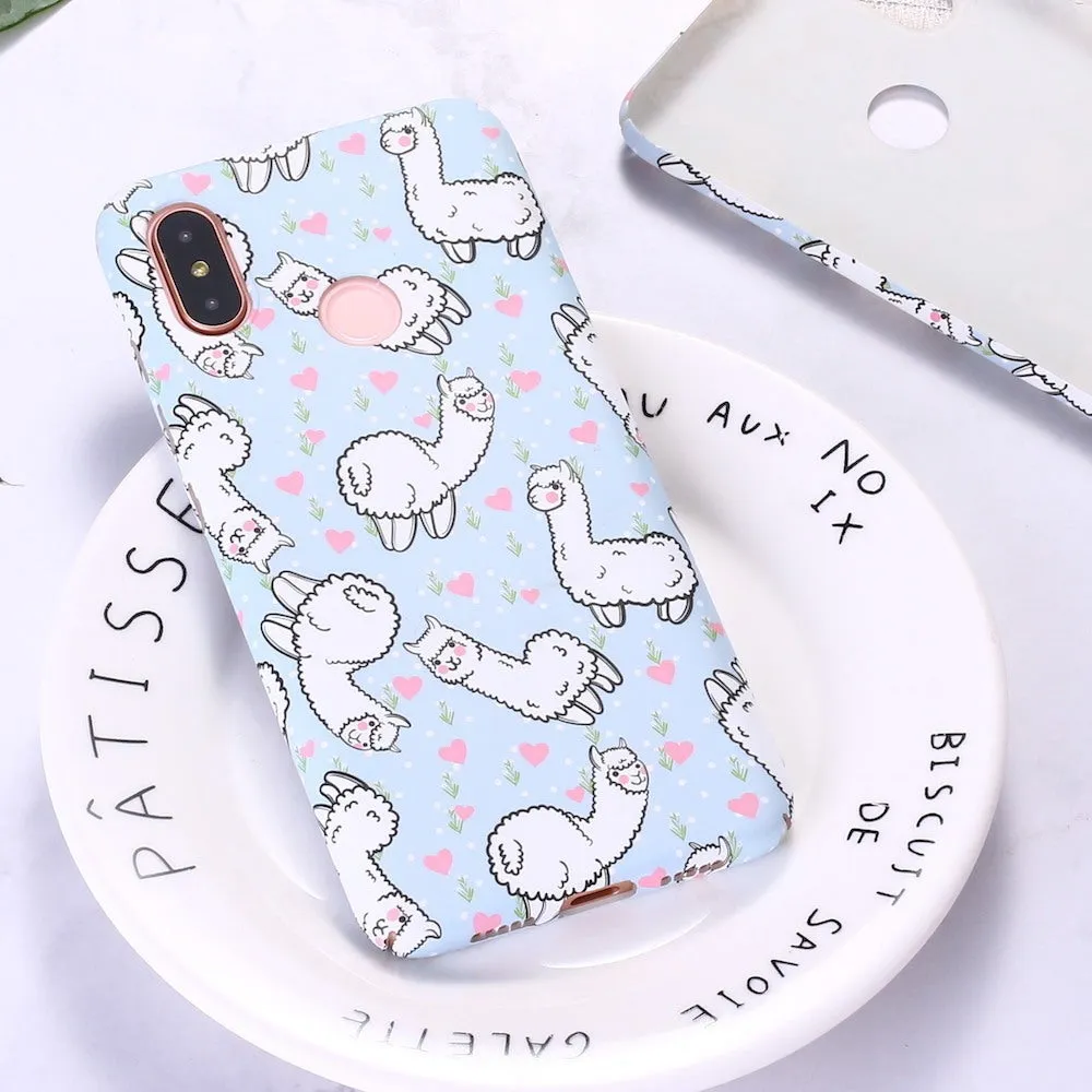 Cute alpaca water sticker frosted PC phone case in photo colour, compatible with multiple phone models