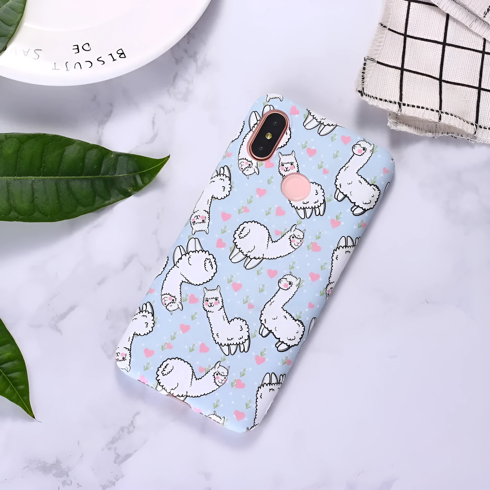 Cute alpaca water sticker frosted PC phone case in photo colour, compatible with multiple phone models