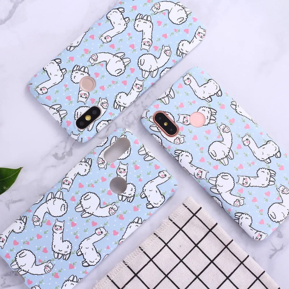 Cute alpaca water sticker frosted PC phone case in photo colour, compatible with multiple phone models