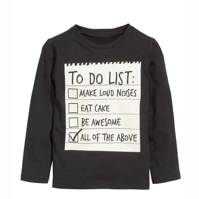 Boys casual cotton two-piece set with long sleeve T-shirt and pants featuring a letter print.
