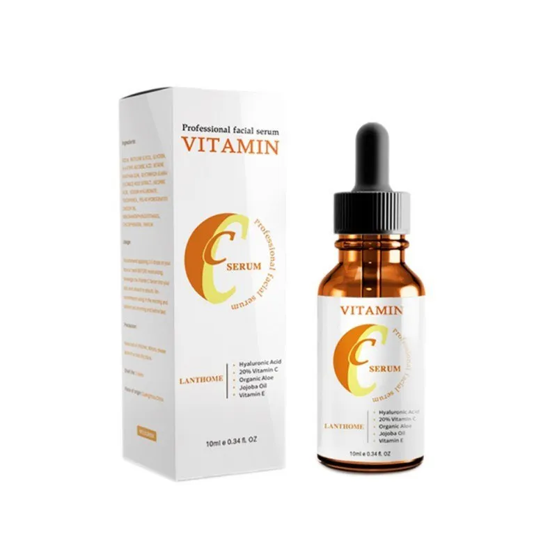 10ml bottle of Vitamin C hyaluronic acid facial serum for anti-aging and moisturising