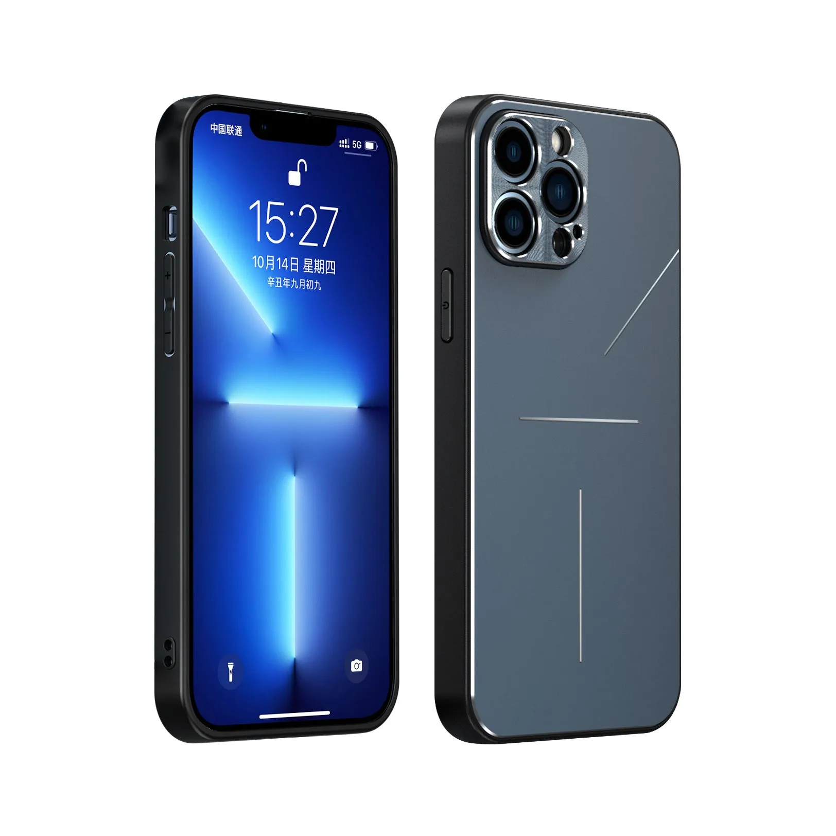 Skin feel metal frosted phone case for iPhone 14, aluminium alloy and TPU, black colour