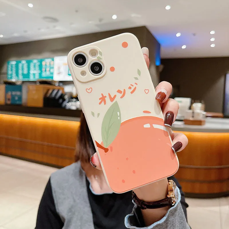 TPU minimalist phone case with Tesseract orange print on antique white background, compatible with iPhone 13 Pro Max