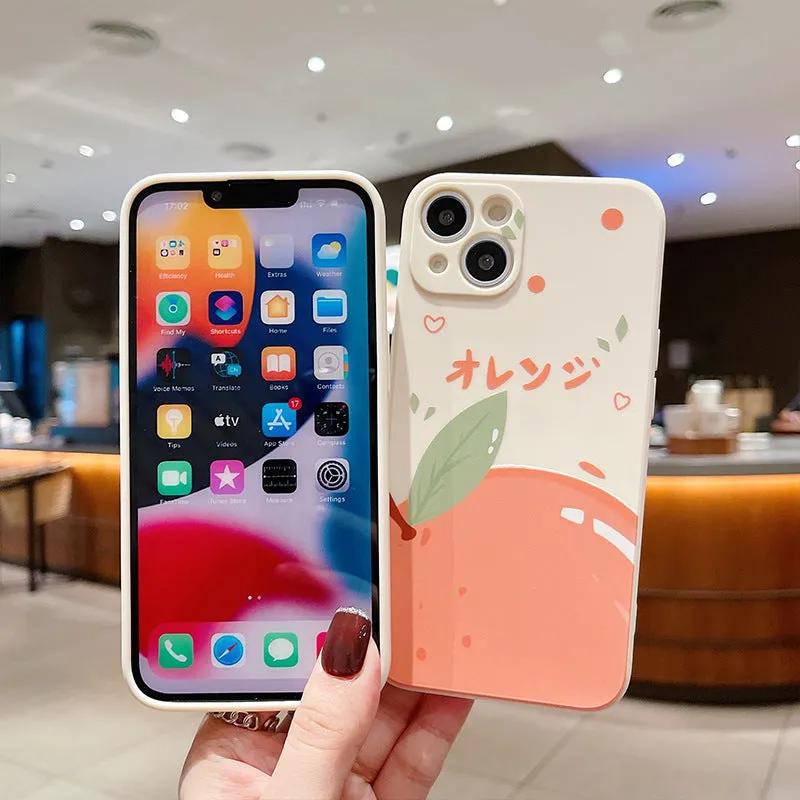 TPU minimalist phone case with Tesseract orange print on antique white background, compatible with iPhone 13 Pro Max