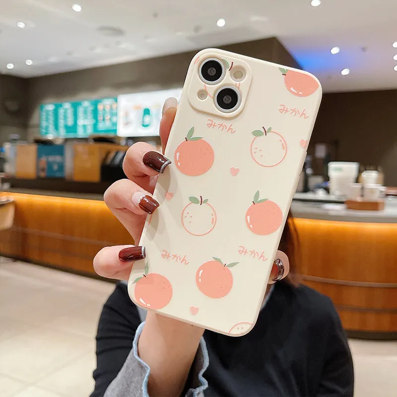 TPU minimalist phone case with Tesseract orange print on antique white background, compatible with iPhone 13 Pro Max