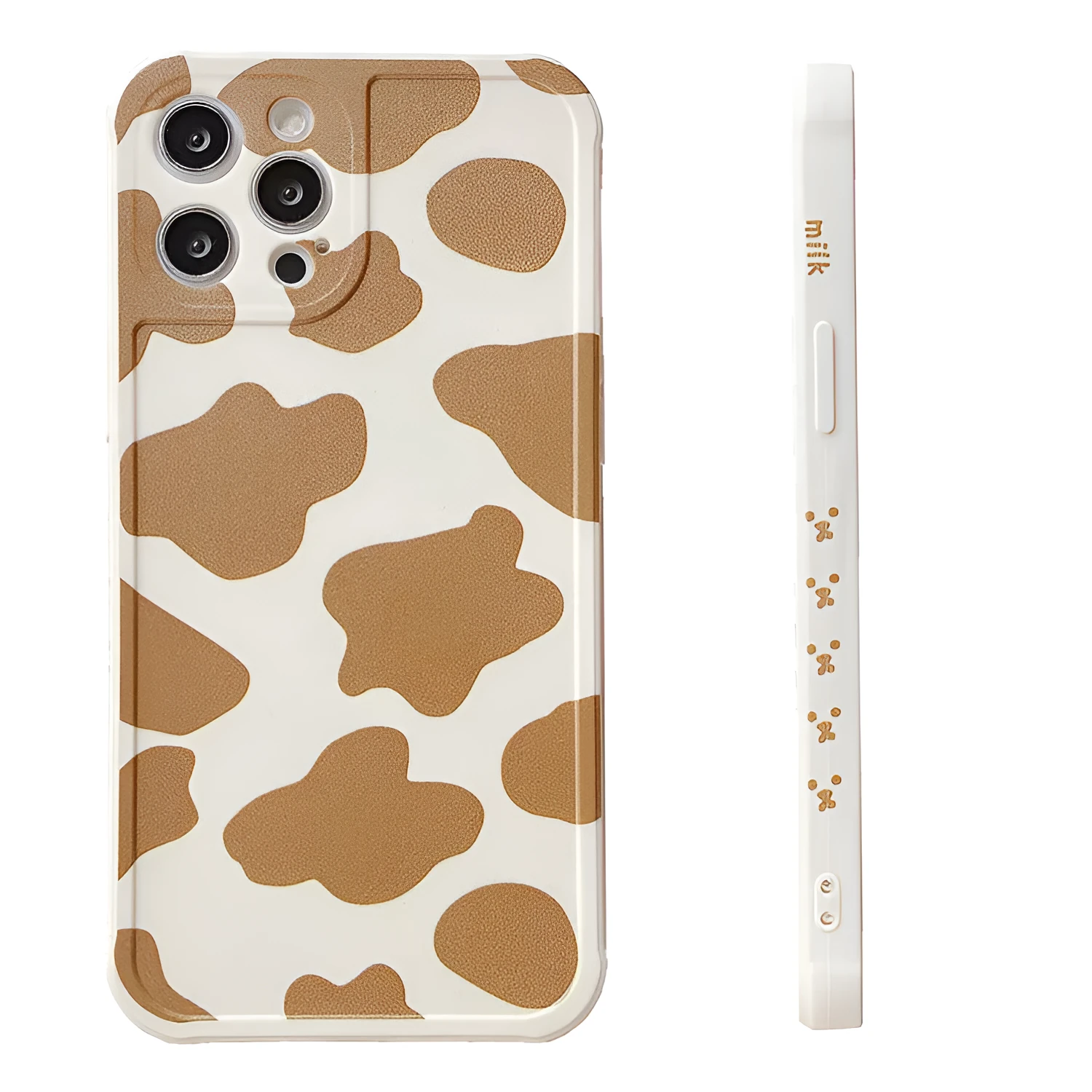 Cow pattern khaki milk silicone phone case back cover for iPhone 11 12 XR XS X 7 8 Plus