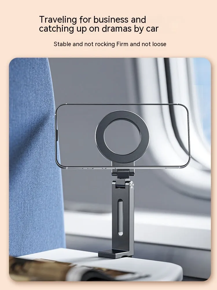 360-degree rotating folding travel mobile phone magnetic bracket in aluminium alloy, grey, 17cm length