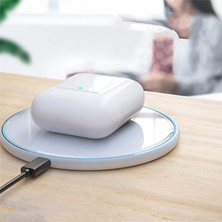 Desktop round wireless charger with acrylic aluminium alloy frame and mirror finish