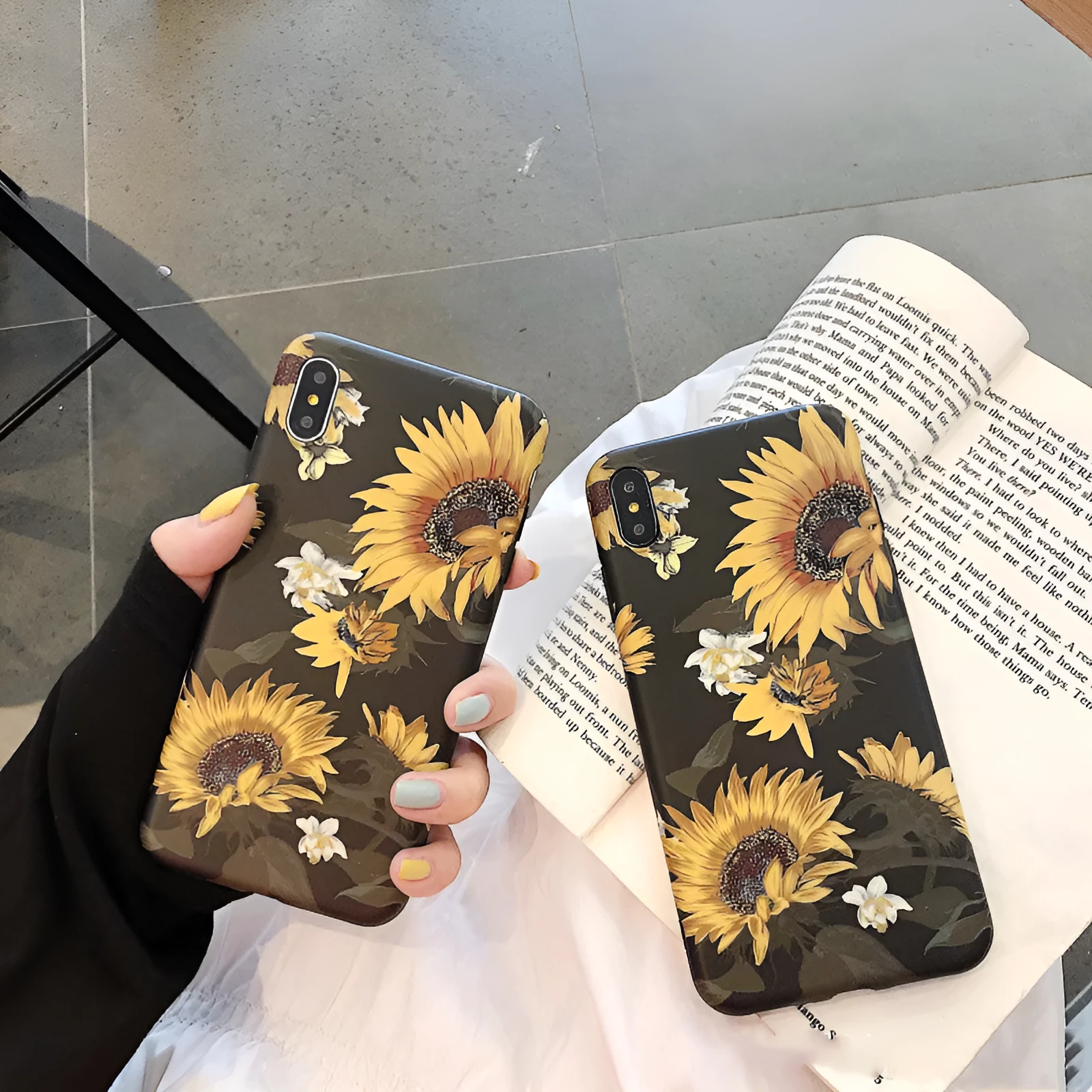 Black silicone TPU sunflower flower phone case back cover for iPhone 11 Pro Max XR XS X 6 7 8 Plus