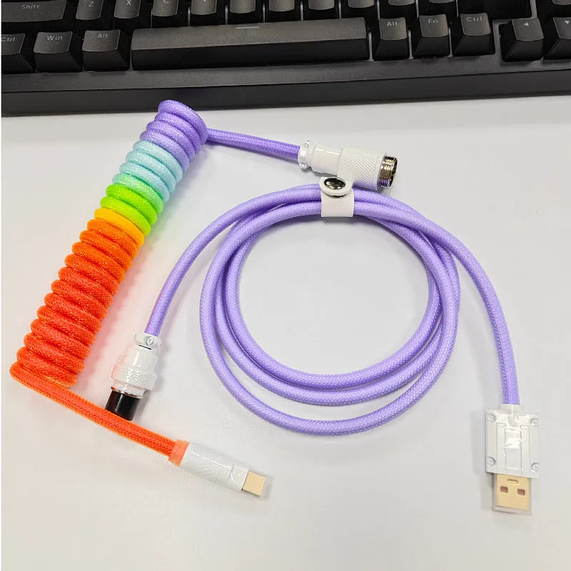 8K magnetic shaft keyboard cable super thick woven mesh aviation incense spring wire USB handmade six point zero mm