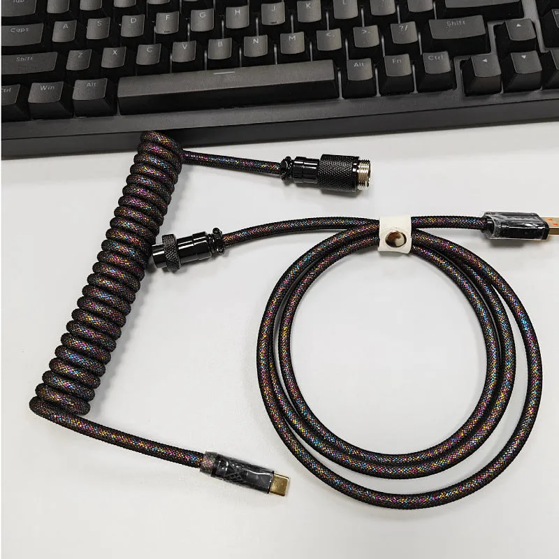 8K magnetic shaft keyboard cable super thick woven mesh aviation incense spring wire USB handmade six point zero mm