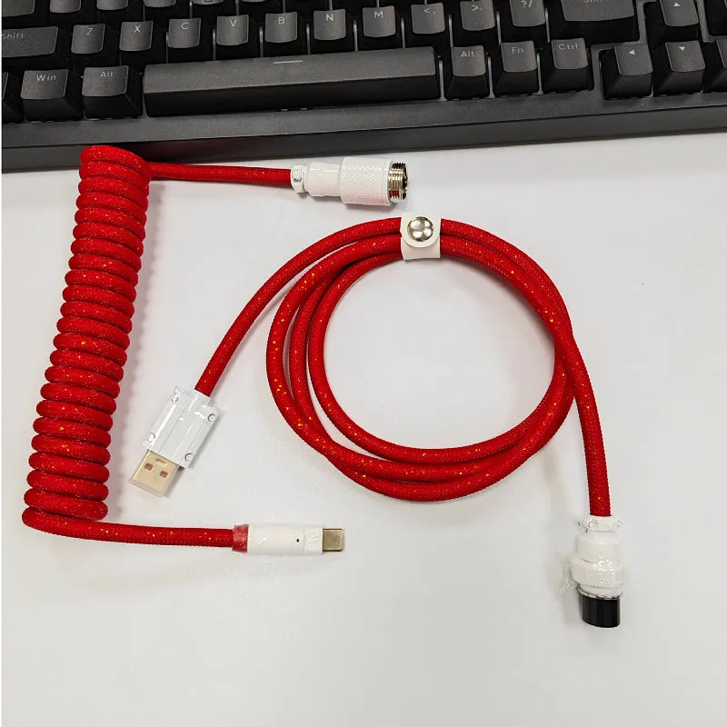 8K magnetic shaft keyboard cable super thick woven mesh aviation incense spring wire USB handmade six point zero mm