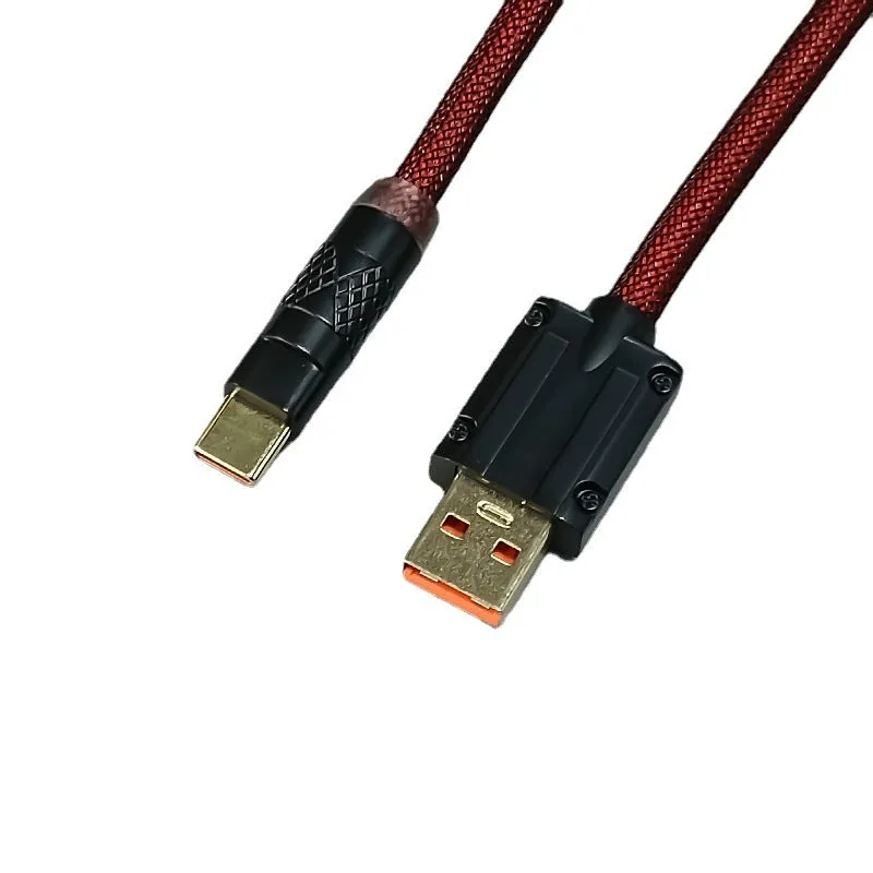 8K magnetic shaft keyboard cable super thick woven mesh aviation incense spring wire USB handmade six point zero mm