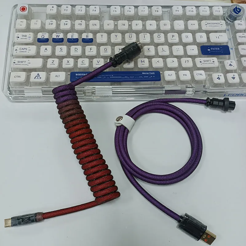 8K magnetic shaft keyboard cable super thick woven mesh aviation incense spring wire USB handmade six point zero mm