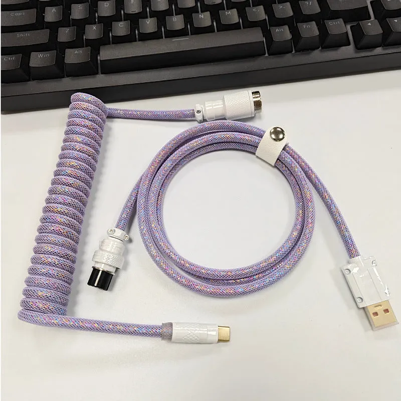 8K magnetic shaft keyboard cable super thick woven mesh aviation incense spring wire USB handmade six point zero mm