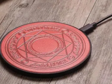 10W fast wireless charger in black, 6mm thick, 99mm round charging pad with Micro USB port