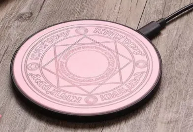 10W fast wireless charger in black, 6mm thick, 99mm round charging pad with Micro USB port