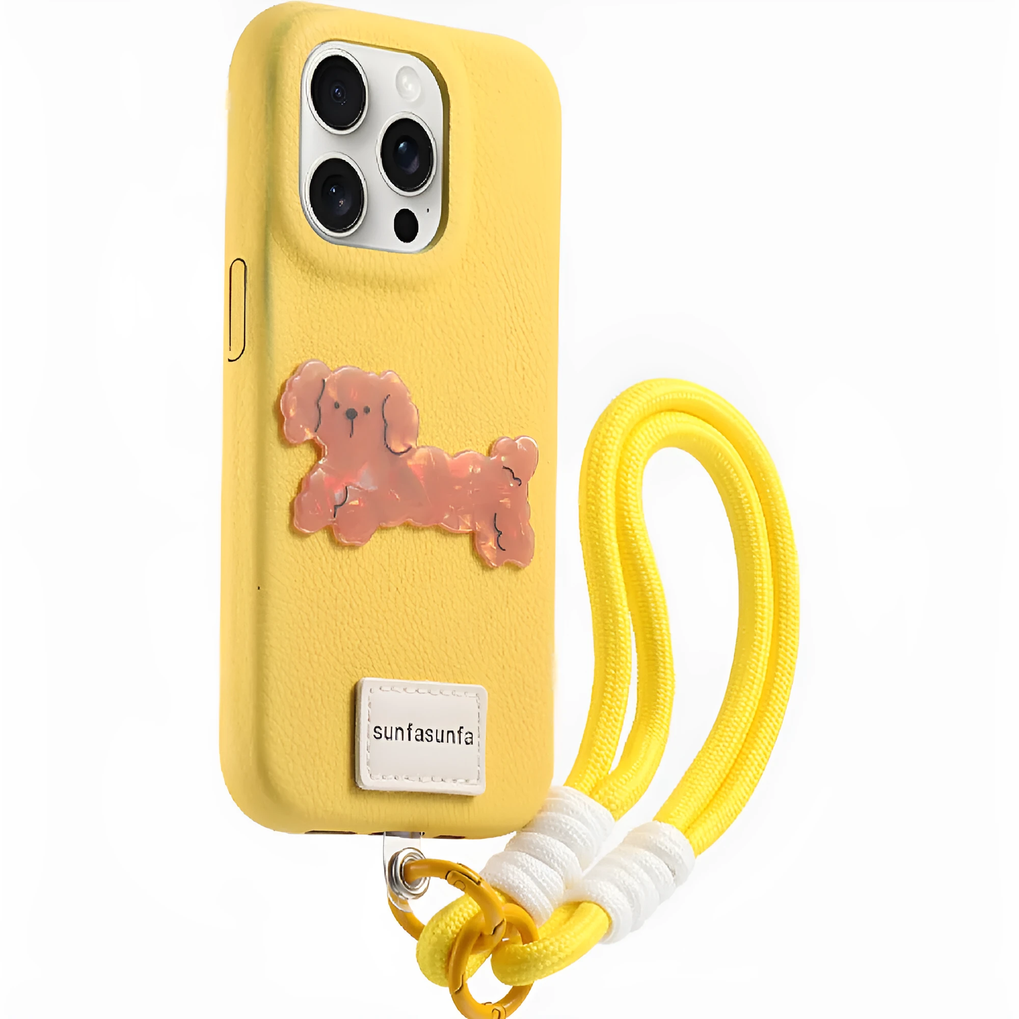 Silicone anti drop phone case with lanyard and polka dot dog design for Apple iPhone