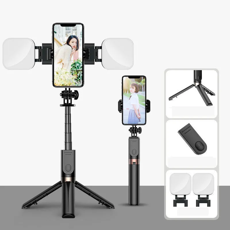 Desktop stand made of thickened aluminum alloy with Bluetooth remote control, folding design, available in black