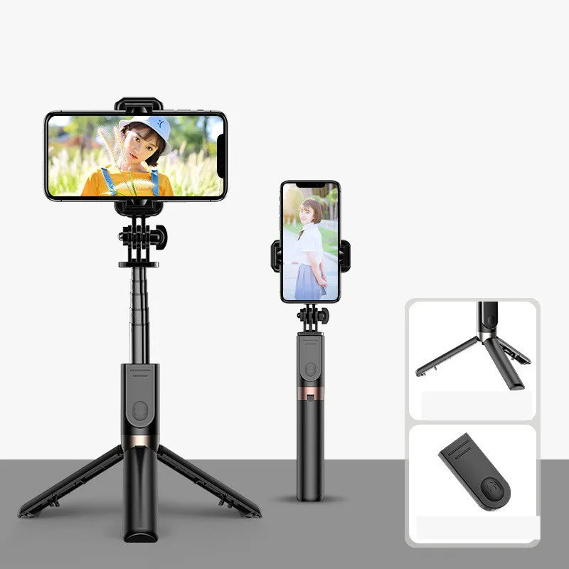Desktop stand made of thickened aluminum alloy with Bluetooth remote control, folding design, available in black