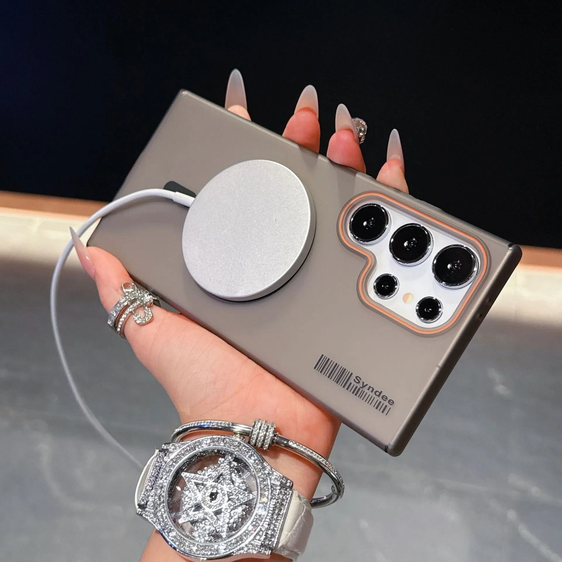 Magnetic phone case for Samsung, ultra-thin frosted soft yarn finish, available in multiple colours, shockproof protection