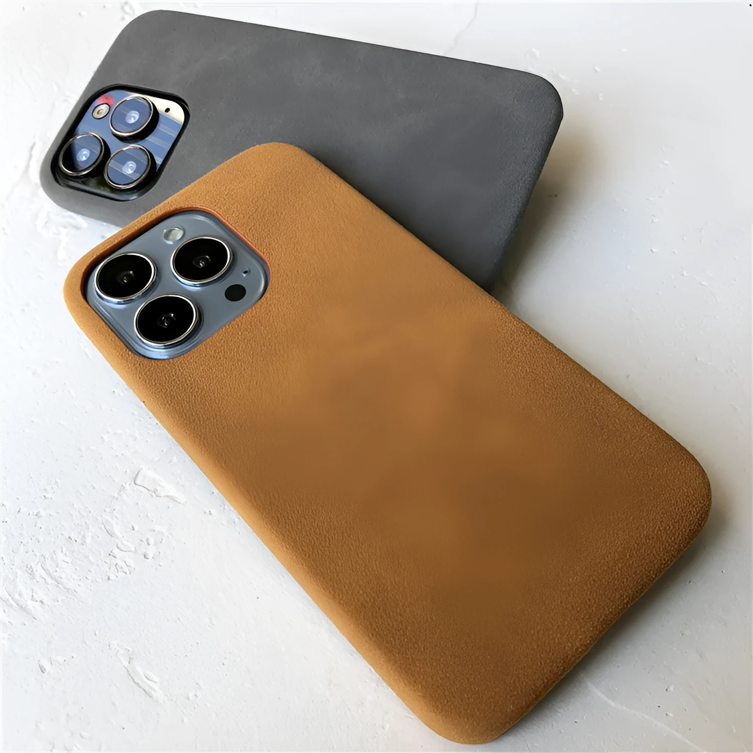 Flip over faux leather phone case anti-slip anti-drop for Apple iPhone models in dark gray