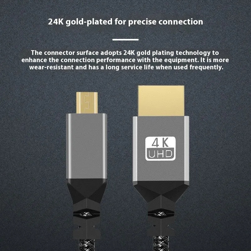 Black 4K HDMI cable with gold-plated connectors for computer to TV video transmission