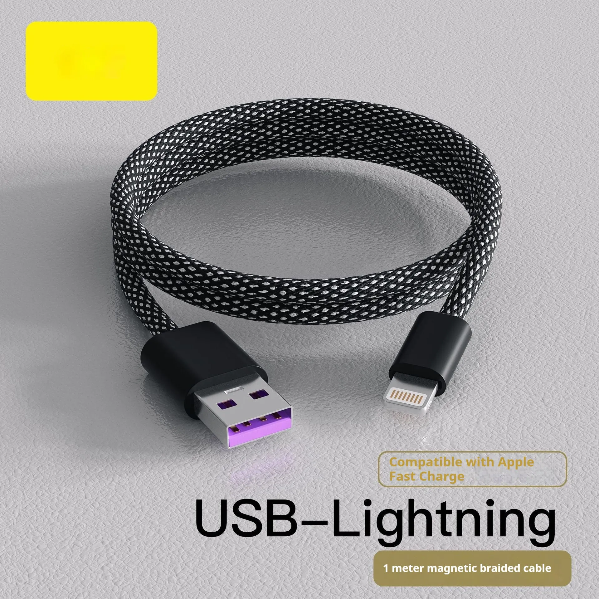 Magnetic woven-braided data cable in Tech Black with 66W fast charge and three connector types