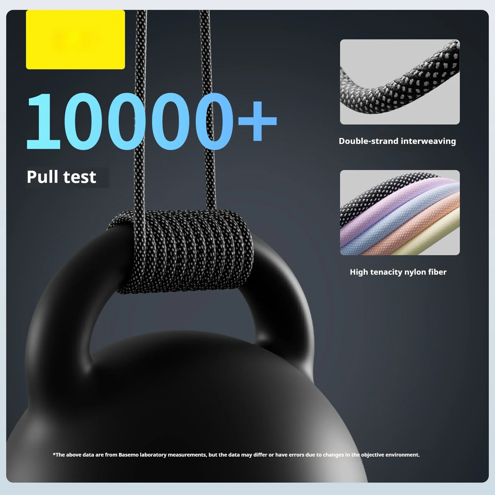 Magnetic woven-braided data cable in Tech Black with 66W fast charge and three connector types