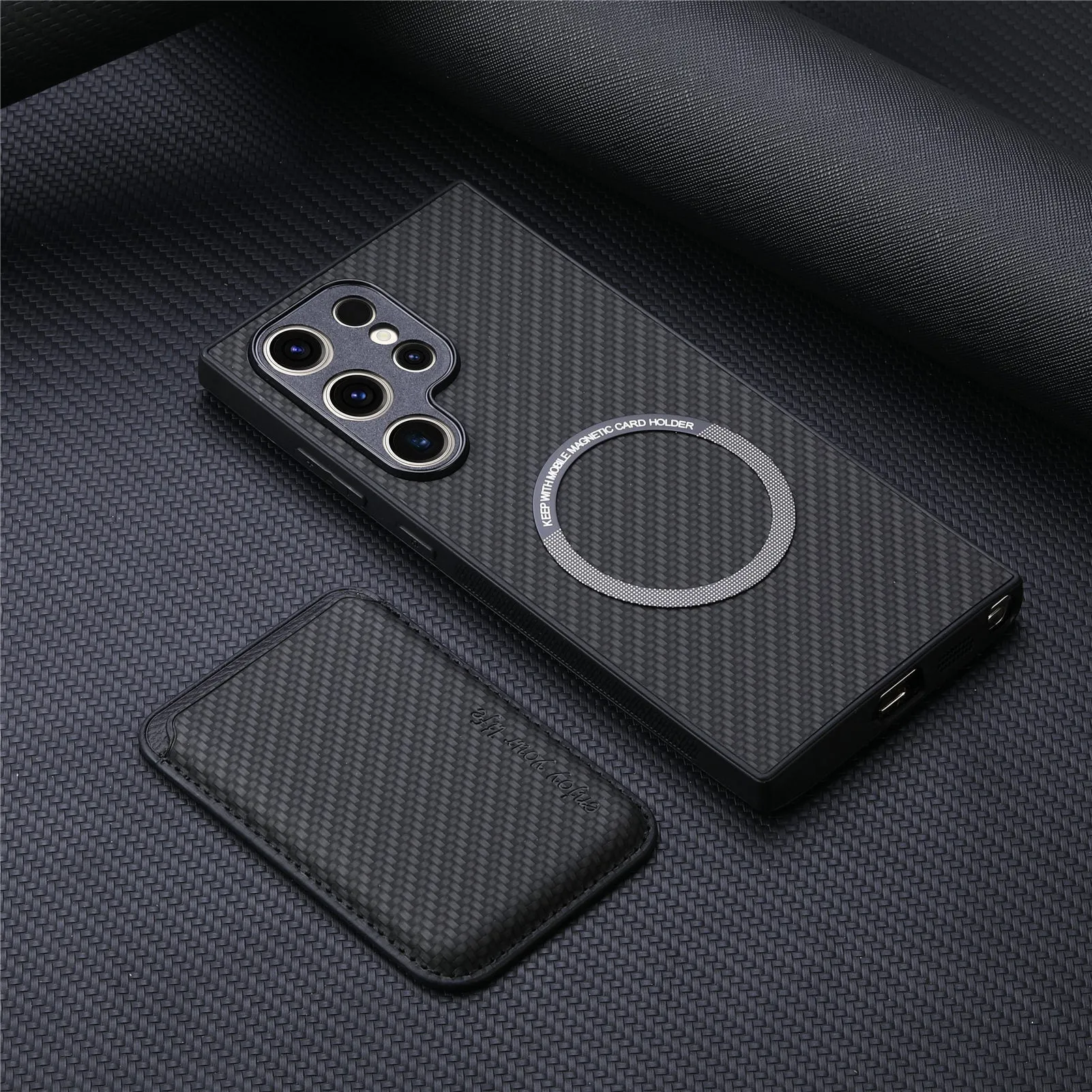 Two-in-one Magsafe card holder leather phone case for Samsung in black and other colours