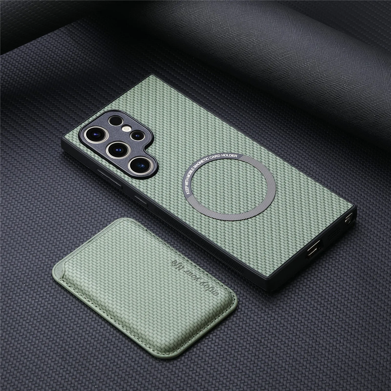 Two-in-one Magsafe card holder leather phone case for Samsung in black and other colours