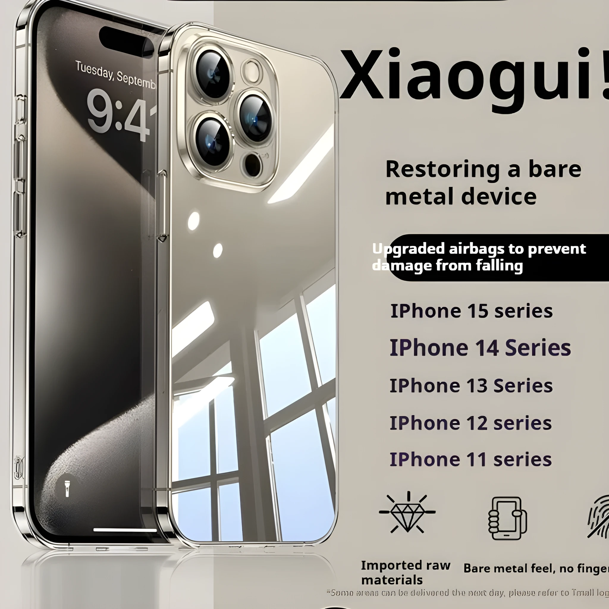 Ultra-thin transparent phone case for iPhone 15 Pro Max with drop-proof protection