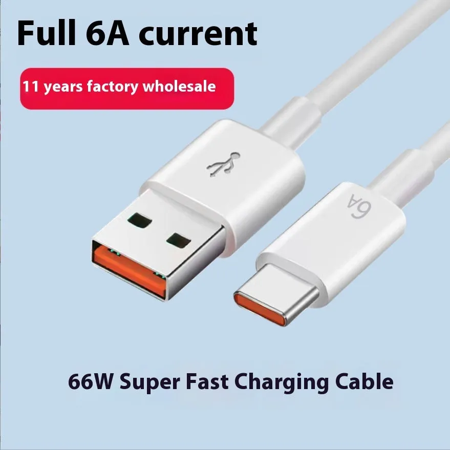 White 1-metre TPE 6A Type-C fast charging USB cable for smartphones and tablets