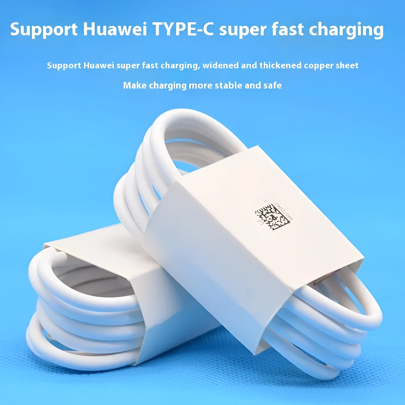 White 1-metre TPE 6A Type-C fast charging USB cable for smartphones and tablets
