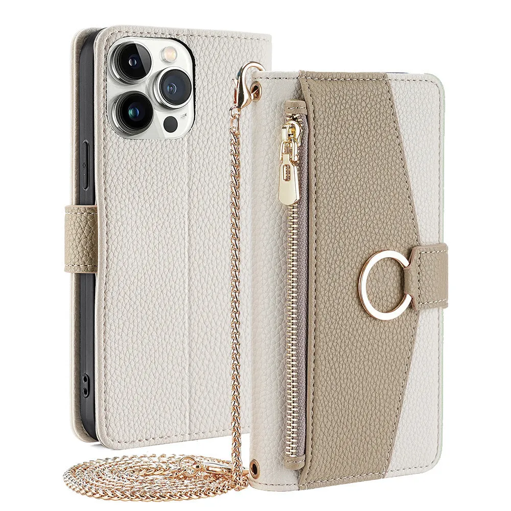 Multifunctional card phone case with lanyard bracket and magnetic suction for Apple iPhone