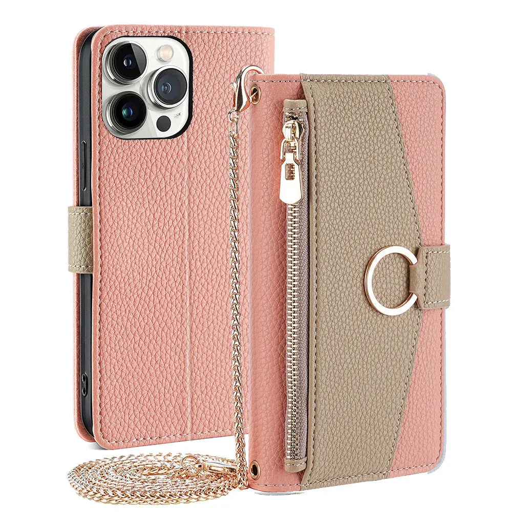 Multifunctional card phone case with lanyard bracket and magnetic suction for Apple iPhone