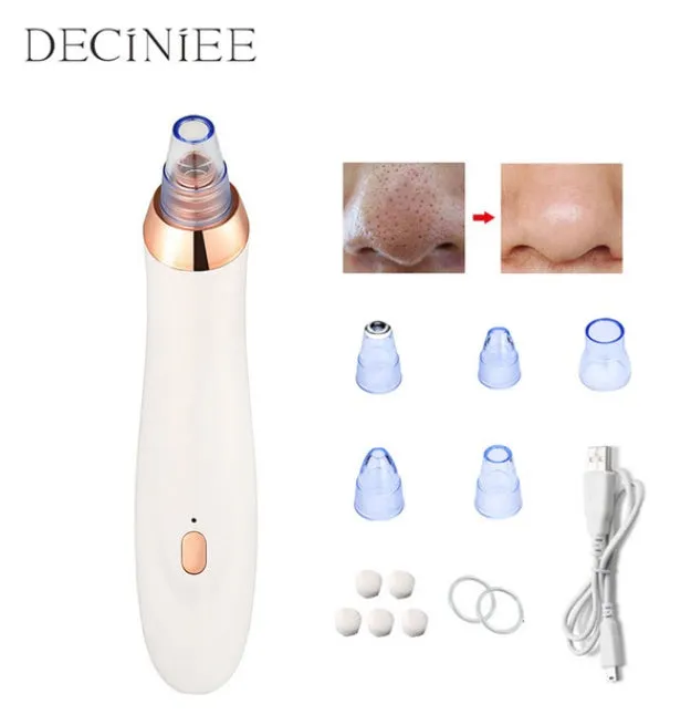 Electric blackhead remover pore cleaner with five nozzle attachments in handheld design