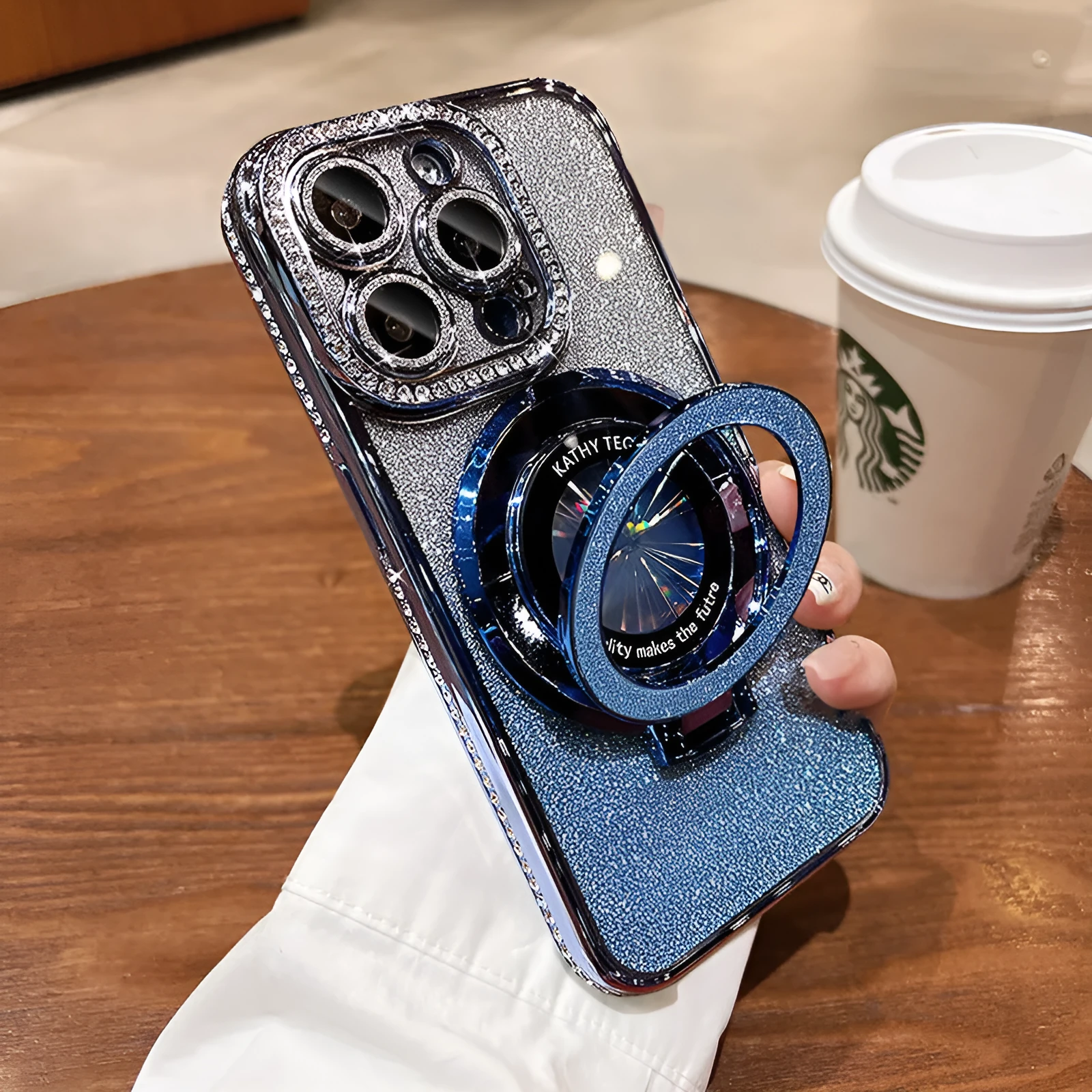 Electroplating gradient magnetic suction phone case for iPhone 15 16 with silicone shockproof bracket