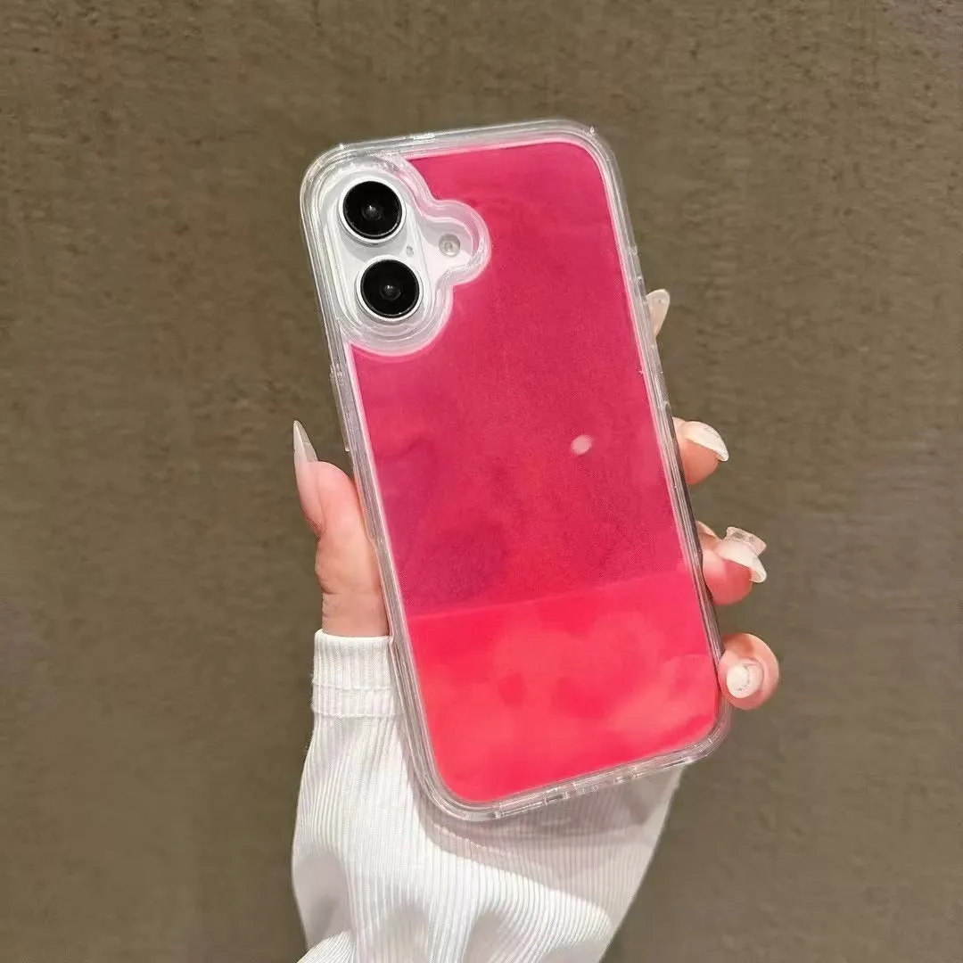 Luminous glitter powder quicksand hard shell phone case for iPhone 13 and 14 in Blue colour
