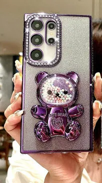Silicone soft edge diamond plated phone case in rose gold for iPhone 15 Pro Max